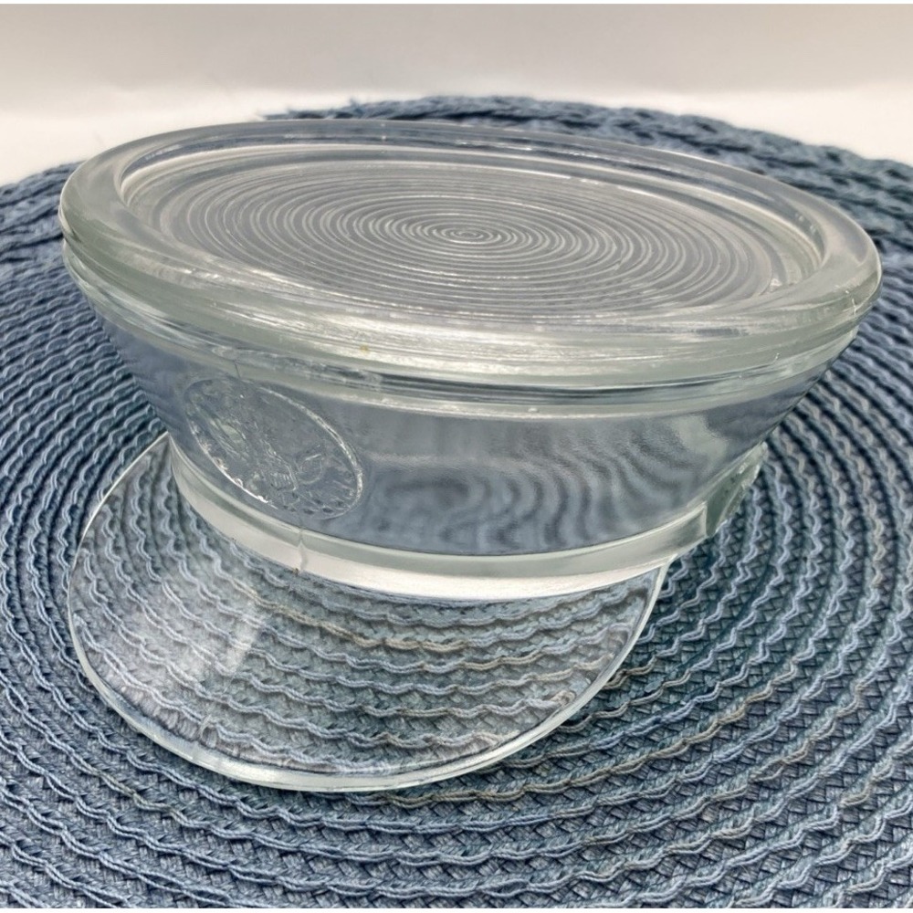 1940s PADEN CITY CLEAR GLASS WWII USA MILITARY HAT Candy Dish Ashtray Eagle Lid
